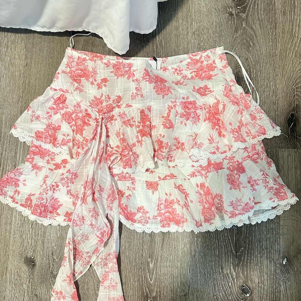 Floral Pink Mini Skirt